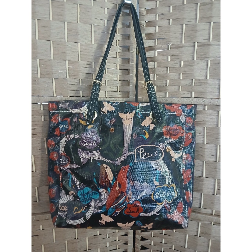 Sakroots Artists Circle Coated Canvas 'Peace And Nature ' Tote Bag Birds Boho